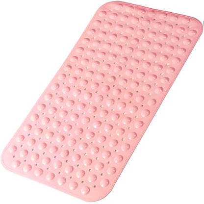 Bathtub and Shower Mats, 28 x 15 Inch Non-Slip Bath Mat, Machine Washable Bath Tub Mat with Suction Cups & Drain Holes for Bathroom, Beige - color: Pink, size: 28" x 15" (Rectangular)