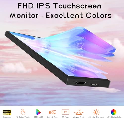 8.8 Inch Small Touchscreen Monitor, PC Temperature Display 1920x480, 60Hz HDMI PC Sensor Panel Display, IPS Mini Screen for Raspberry Pi, AIDA64 CPU RAM Data Temperature Monitor for ARGB Computer Case - size: 8.8
