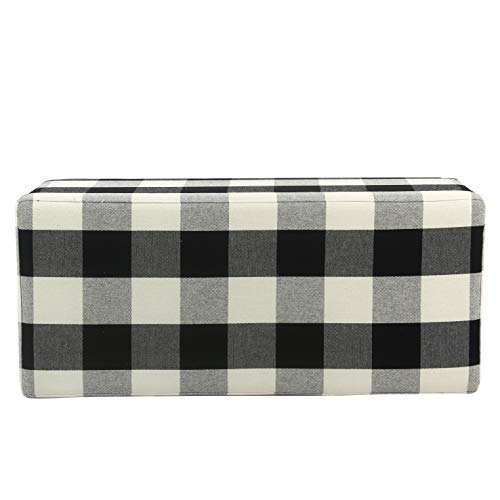 HomePop 36" Storage Ottoman Bench with Hinged Lid - Black Buffalo Plaid - color: Black Plaid