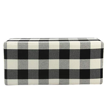 HomePop 36" Storage Ottoman Bench with Hinged Lid - Black Buffalo Plaid - color: Black Plaid