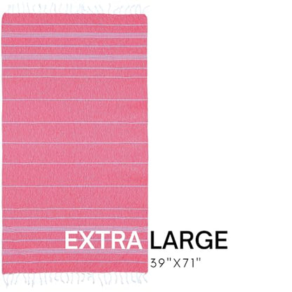 BAY LAUREL Turkish Beach Towel with Travel Bag 39 x 71 Quick Dry Sand Free Lightweight Large Oversized Towels Light - color: Pink With Mix White