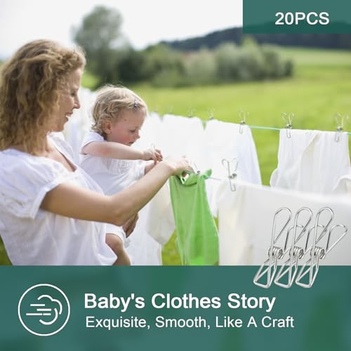 20PCS Large Size Clothes Pins - Picture & Food Clips for Hanging Clothes & Photos - size: 20pcs large size Clothes Pins