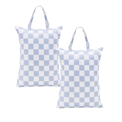 Ohocut Checkered 2 Pcs Large Travel Laundry Bags for Dirty Clothes, Aesthetic Trendy Waterproof Washable Laundry Bag with Handle for Travel, Gym, Swimming Pool, Blue - color: Blue