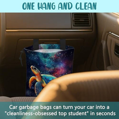 Colorful Galaxy Nebula Car Garbage Bag Sea Turtle Drawstring Car Trash Bag Hanging for Back Seat with Adjustable Buckle Canvas Vehicle Trash Can Easy-to-Install - color: Colorful Galaxy Nebula
