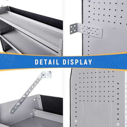 AA Products SH-6003 Steel Mid/High Roof Van Shelving Storage System Fits Transit, NV, Promaster and Sprinter, Van Shelving Units, 32''W x 60''H x 13''D