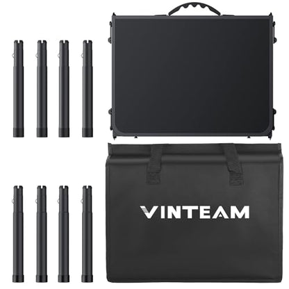 VINTEAM Tri-Folding Camping Table with 3 Adjustable Heights, Lightweight Portable Outdoor Picnic BBQ Table, Black Aluminum Folding Grill Table for Camping, RV, Beach, Fishing & Backyard - style: 3-Fold MDF Tabletop
