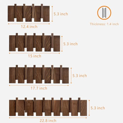 QUELLANCE Wood Coat Rack Wall Mount, Coat Hooks Hanger Wall Mounted, Heavy Duty Wall Coat Rack with 6 Hooks for Hanging Coats/Keys/Hats/Robe&Towels/Plants/Bags, Walnut - size: 6 Hooks