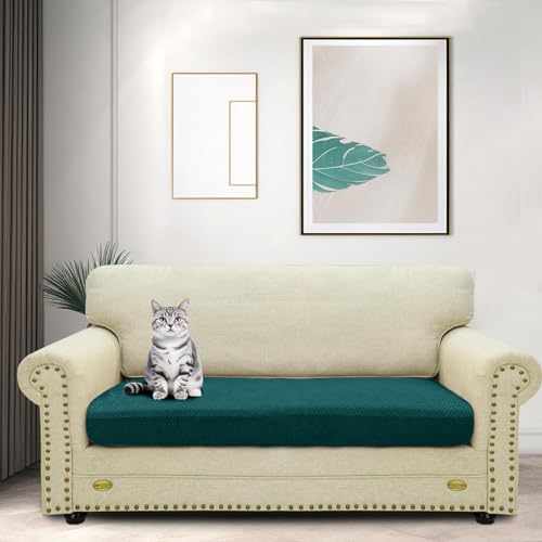 ZNSAYOTX Stretch Cushion Covers Sofa Cushion Couch Seat Covers Slipcovers Soft Replacement Unique Pattern Furniture Protector with Elastic Bottom (Blackish Green, 1 Pc 3-Seat Cushion Cover) - color: Blackish Green, size: 1 Cushion Sofa
