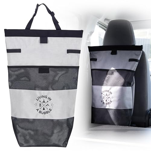 Living in a Bubble Wet Dry Laundry Bag – Portable Waterproof Laundry Hamper for RV, Campervan & Travel – Foldable Clothes Organizer with Separate Wet & Dry Compartments - color: Gray, size: Utility Bag