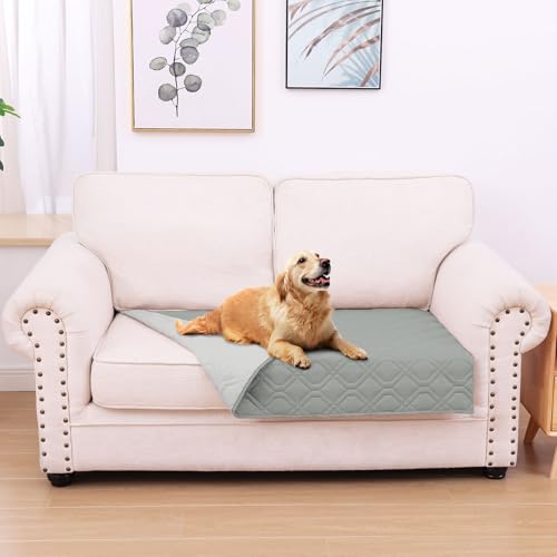hyha Waterproof Dog Bed Blanket, Soft Pet Blankets, Waterproof Couch Cover for Dogs, Reversible Sofa Covers Washable for Furniture (30x53 Inch, Grey/Light Grey) - color: Grey+light Grey, size: 30x53 Inch