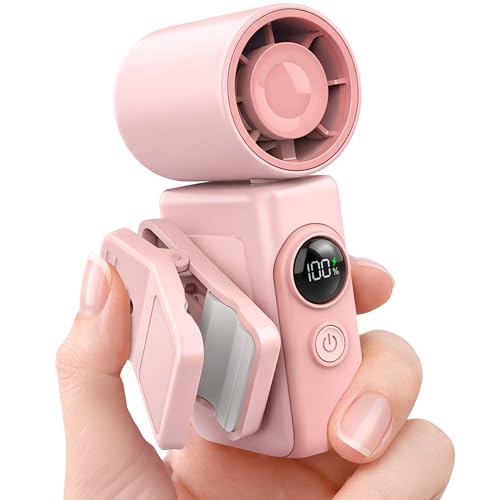 Hotsales Clip-On Portable Fan for Strollers, Handheld Turbo Fan for Travel Small But Mighty Mini Fan, Detachable 360° Rotating Clip, LED Display, Rechargeable, Summer Outings, Gifts For Women And Men - color: Blush Pink, size: 1 Pack