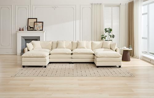 SoarFlash Chenille Sectional Middle Position Sofa, Beige - color: Beige, size: 1 Middle Seat