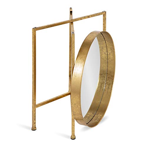 Kate and Laurel Celia Metal Foldable Round Accent Table, 18.25" x 18.25" x 22", Glass Surface and Gold Frame, Modern Minimalist Design and Detachable Magnetic Tabletop - color: Gold/Mirror