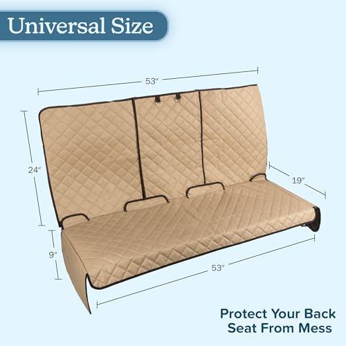 Dog Car Seat Cover for Back Seat - Water-Resistant Car Seat Protector for Cars, Trucks, and SUVs - Seat Cover Protects from Scratches, Mud, Pet Hair and Accidents - Car Accessories by PETMAKER (Beige)