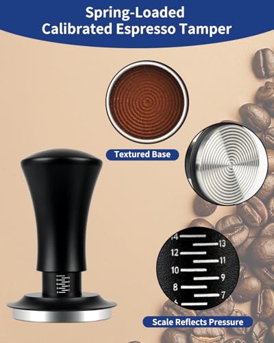 7 Pack 51mm Espresso Accessories – Tamper Station, Coffee Distributor, WDT Tool, Tamping Mat, Dosing Funnel, Brush & Puck Screen – Barista Tools Kit for Espresso Machines at Home or Cafe - size: 51mm