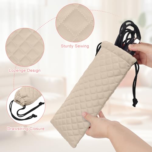 Professional Hot Hair Tools Organizer Cover Bag Heat Resistant Travel Drawstring Storage Case Pouch for Curling Iron, Flat Iron, Hair Straightener and Styling Tool(14.2" x 5.9") - color: Camel
