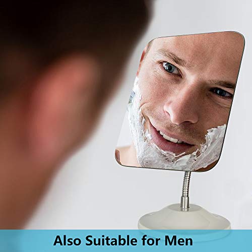 YEAKE Adjustable Flexible Gooseneck Makeup Mirror,360°Rotation Folding Portable Desk Vanity Mirror with Stand Shower Shaving Cosmetic Mirror Square - style: 6.5"L x 5.3"W(Medium)
