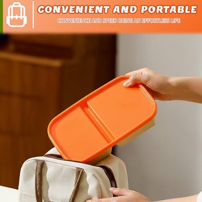 8 Pack 32oz Paper Lunch Box Bento Boxes, 2-Compartment Kraft Brown Paper Take Out Food Containers with Lids, Leakproof Microwave Safe, Disposable To Go Boxes for Picnics, Offices, Catering, Orange - color: Orange Lid & Kraft Brown Box