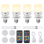 Minetom E26 Rechargeable Light Bulbs with Remote and Timer, Battery Backup Bulb with 12 Colors and Brightness Dimmable, 2300mAh 40W Equivalent LED Light Bulbs for Lamps Sconces Camping, 4 Pack - size: 4 Pack