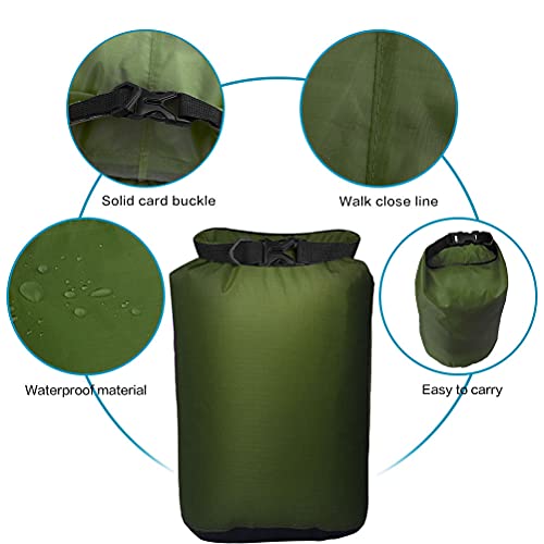 Pimoys 5 Pack Waterproof Dry Sacks, Lightweight Outdoor Dry Bags 20L /12L / 10L/ 6L/ 3.5L Ultimate Dry Bags for Kayaking Camping Rafting Boating - color: Green