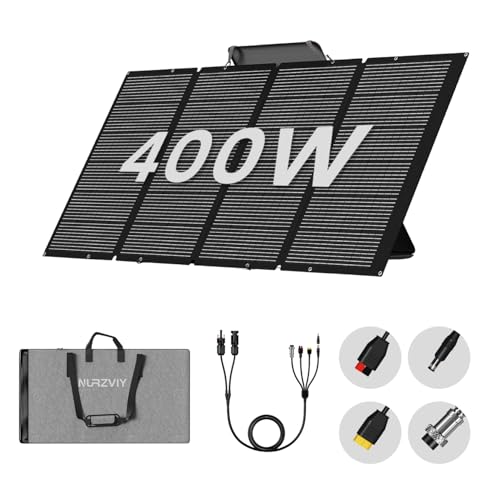 400 Watts Foldable Solar Panel, Luggable & Durable, Portable 400W Solar Charger Complete with Adjustable Stand Case, 40V Waterproof for Off-Grid Camping RV/Campervan Solar Generator - color: 400W with Case Stand