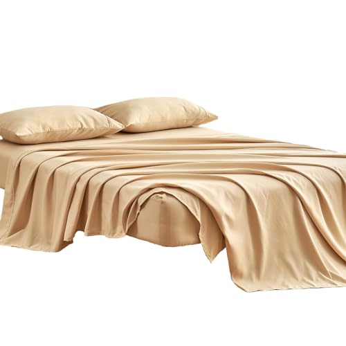 Kingnex Sleeper Sofa Bed Sheets Queen for 60x74 Pull Out Sofa Bed with 4-6 Deep Pocket Soft Double Brushed 1800 Microfiber 4 Piece Bedding Set Beige - color: Beige, size: Sleeper Sofa Queen