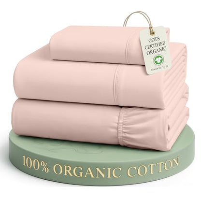 LANE LINEN Eco Friendly 100% Organic Cotton Twin Sheet Set, Hotel Quality Premium Bedding Sheets & Pillowcases Set Twin Size, Soft & Comfy Percale Sheets, Machine Wash Bed Sheets- Sepia Rose - color: 03: Dusty Rose, size: Twin