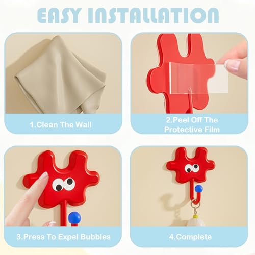 Dopamine Cartoon Puzzle Adhesive Wall Hooks, Cute Strong Hold Hooks for Bathroom Kitchen Entryway