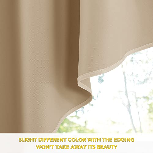 NICETOWN Room Darkening Rod Pocket Kitchen Tier Curtains - Tailored Scalloped Valance Swags (Biscotti Beige, 2 Pieces, 72 inches Wide Combined, 36 inches Long) - color: Biscotti Beige, size: 36"W x 36"L (Pack of 2)