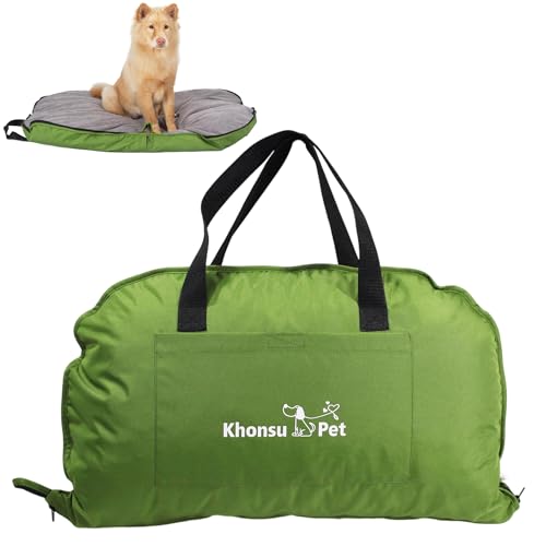 Portable Foldable Dog Bed for Travel Camping and Outdoor Dog Mat with Waterproof Cover& Fluffy Lining- Easy Clean, Durable - M (Sage Green) - color: Sage Green, size: M