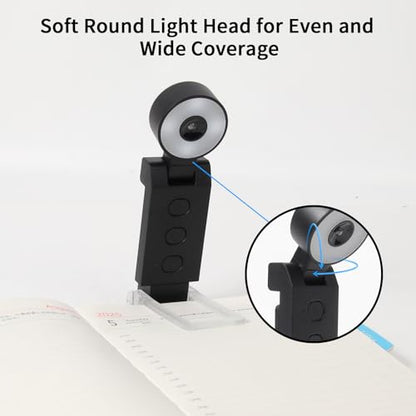 Book Light,USB Rechargeable Clip-On Reading Light,30 Adjustable Modes,Eye-Caring,Flashlight with Timer, Perfect for Book Lovers/Travel(Black, Round) - color: Black, size: Round