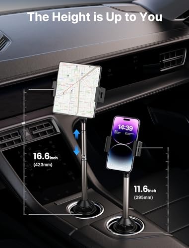 JSAUX Cup Holder Universal Mount for Foldable Phone, Car Truck Cradle Compatible With iPad Mini, Samsung Galaxy Z Fold 6/5/4, Pixel 9 Pro, Xiaomi Mix Fold 4/3/2 - color: FlexMount