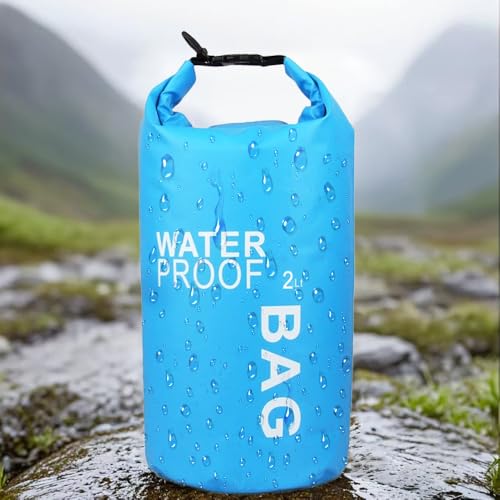 Waterproof Dry Bag 2L, Lightweight Roll-Top Sack for Kayaking Swimming Camping and Beach, Compact & Water-Resistant Outdoor Essential (Blue) - color: Blue