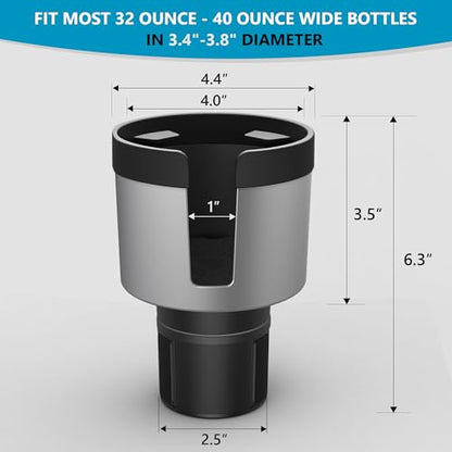 SEVEN SPARTA 2 Pack Car Cup Holder Expander Organizer Adjustable Base, Compatible with Yeti 20/26/30 oz, Hydro Flasks 32/40oz, Nalgenes 30/32/38/48 oz, Other Bottles in 3.4"-3.8" (Silver) - color: Silver, size: Medium*2