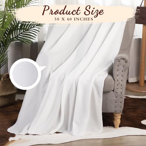 Buryeah 10 Pcs Fleece Blanket Bulk Soft Warm Fleece Blankets Cozy Lightweight Throw Blankets Plush Pet Throw Blanket for Home Bed Sofa Office Wedding Gifts Travel(50" X 60",White) - color: White