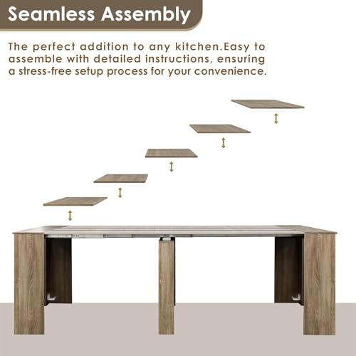 Extendable Dining Table, Transformer Extra Console Table for 1-12 People, Folding Space Saving Dining Room Table for Homes, Apartments, Oak - color: A2 Oak