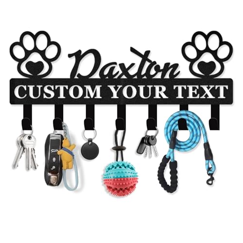 Custom Dog Leash Hooks with Pet's Name and Paw, Wall Organizer - Dog Decor Gifts, Outdoor Storage - color: 04 Pet Name