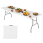 FDW 6FT Folding Table, Portable Fold-in-Half Plastic Picnic Party Table with Carrying Handle (White - color: White, size: 6 FT 70"x29"