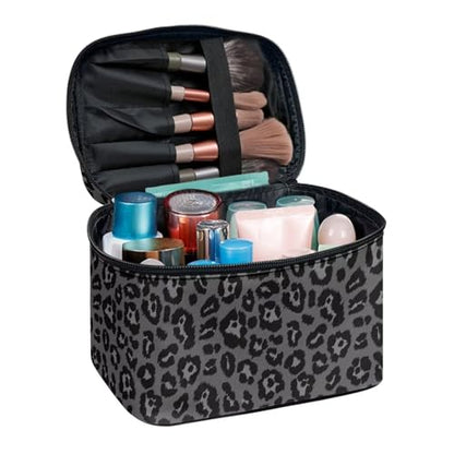 Flashideas Black Leopard Makeup Organizer - Large Capacity Travel Makeup Bag with Easy Hold, Vertical Storage - color: Black Leopard 2