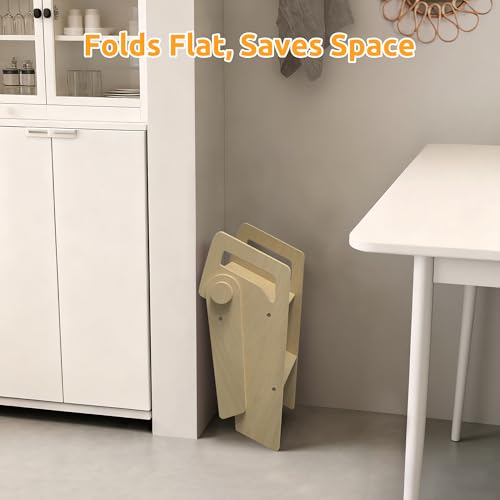 Wooden 2 Step Stool for Toddler Kids Bathroom Foldable 2-Step for Toilet Potty Training, Child Stepping Stool for Kitchen Nursery Bedroom - color: Wooden