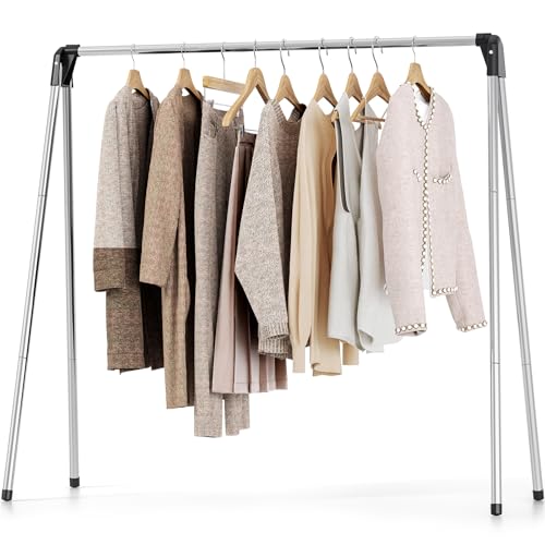 TOOLF Clothes Drying Rack Foldable, Laundry Drying Rack Stainless Steel, Portable Clothes Rack, Clothing Garment Rack, Drying Rack for Clothing, Indoor Outdoor, Free-Standing, Large Capacity - size: 48 inch New