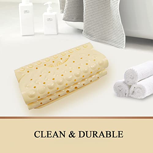 Sheepping Baby Bath Mat for Tub Non Slip Extra Long Cover Bathtub Mat for Toddler Kids 40 X 16 Inch - Eco Friendly Infant Bath Tub Mat with 200 Big Suction Cups,Machine Washable Shower Mat - color: Yellowed Cream