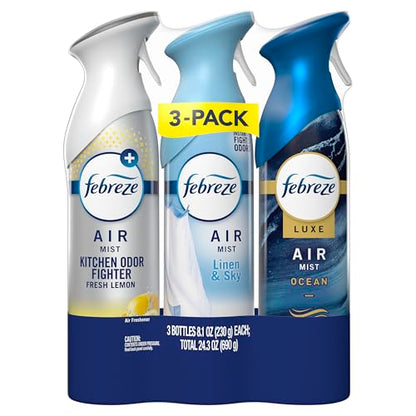 Febreze Air Mist, Air Freshener Spray, Odor Fighting Room Spray, Deodorizer for Home Bathroom Kitchen Office Apartment Dorm Room Classroom, Kitchen Base Mix, 8.1oz, 3ct - style: Kitchen Mix Pack