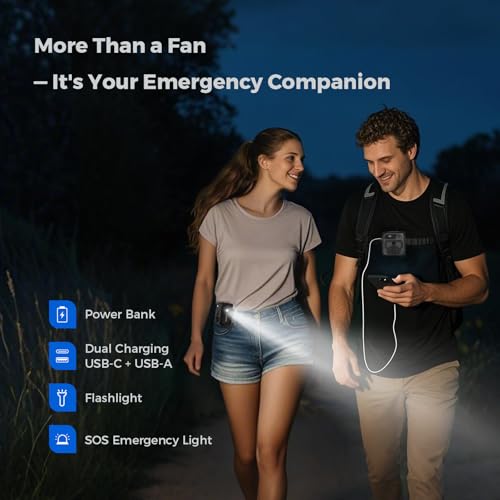 SEAINGO Portable Waist Fan Rechargeable – 10000mAh, 42 ft/s Max, 5 Speeds 16000RPM, Personal Cooling Wearable Clip Body Belt Shirt Fans, Hanging Neck Fan with Light (Red) - color: Red