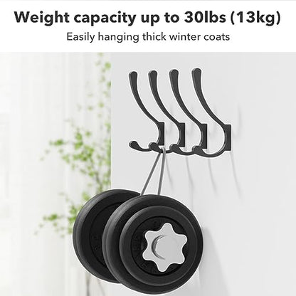 saffruff Wall Mount Coat Hooks, Heavy Duty Metal Hooks for Hanging Clothes, Backpack, Bag,Towel & Jacket, Strong 30 lbs Hold Closet Hanger, Black 4 Pack - color: Black, size: 4 Pack