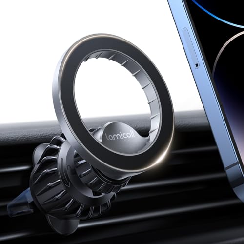 Lamicall for MagSafe Car Mount - [20 Super Magnets] Magnetic Phone Holders for Your Car, Air Vent Phone Holder Car, HandsFree Cell Phone Holder Mount Accessories for Women Men fit iPhone 17 Pro Silver - color: NEW Upgraded - Silver