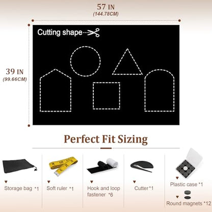 FINDMAG 100% Blackout Curtains for Bedroom, Magnetic Black Out Window Cover, 57" x 39" Portable No Drill Blinds for Windows for Theater Room, Home, Dorm, RV & Skylight, 420D Oxford Fabric - size: 57"W x 39"H