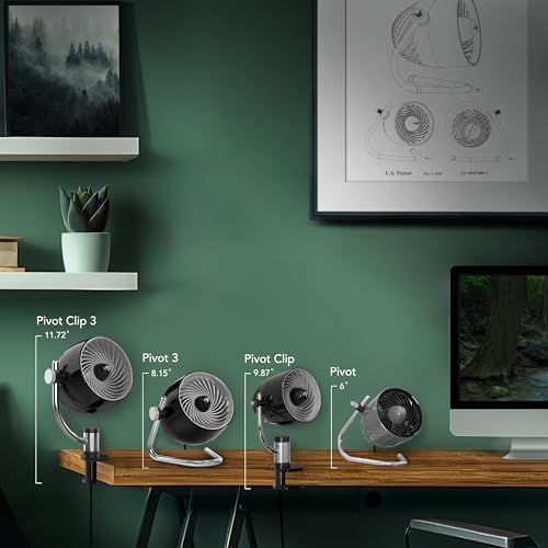 Vornado Pivot Clip Personal Air Circulator, 3-Speed, Portable Desk Fan with Multi-Surface Clip, 360-Degree Adjustable Axis, 9 in Tall, 4 in Diameter, Whisper Quiet, Ice White - color: White