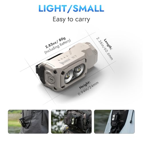 WUBEN E7 1800 Lumen Rechargeable Mini Flashlight with Magnet - Super Bright 6 Modes Khaki EDC Flashlight, Typ-C Rechargeable LED; IP68 Pocket Flashlight for Headlamp Use, Rescue, Camping - color: Khaki LBG