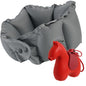 Inflatable Travel Neck Pillow with Adjustable Neck & Chin Support, 2-in-1 Built-in Pump and Storage Bag – Lightweight, Ideal for Airplane, Train, Car, Travel, Office, Home(Red) - color: Red